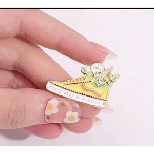 EVERY STEP IS GROWTH Floral Sneaker Enamel Backpack NEW